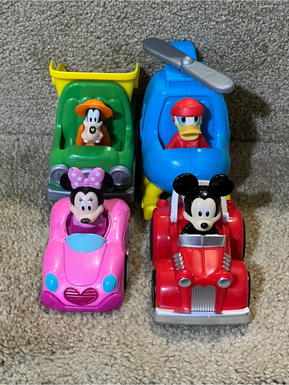 Disney Mini Push Cars Set - Pink, Red, Blue, Green